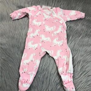 Paper wings newborn pink unicorn zip up sleeper one piece